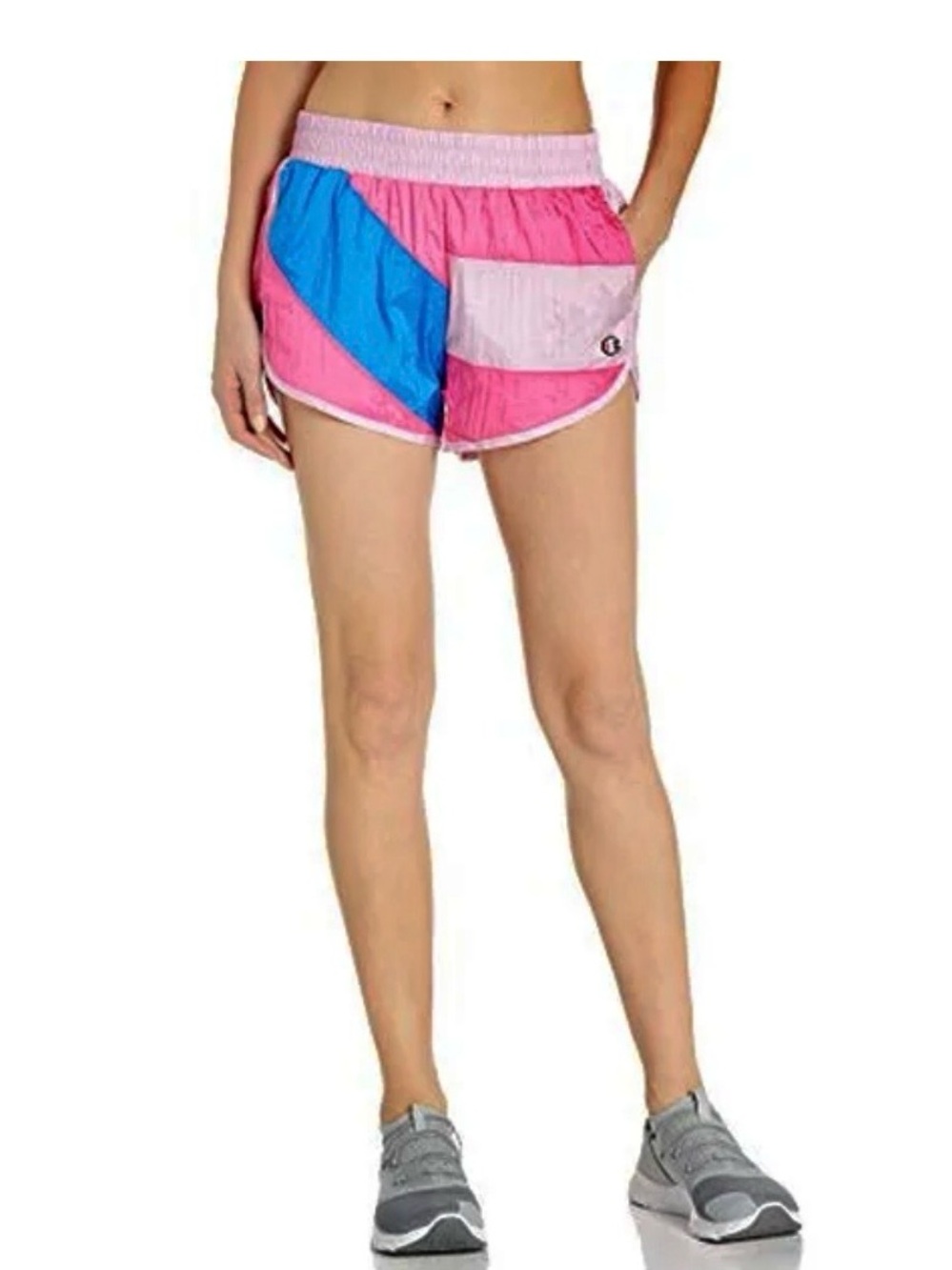 EUC Champion Pink & Blue Colorblock Iced Cake Crinkle Shorts - Size Large